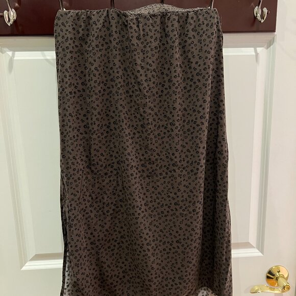 Gap Midi Slip Skirt with Slit in Brown Floral, XL - Picture 6 of 6